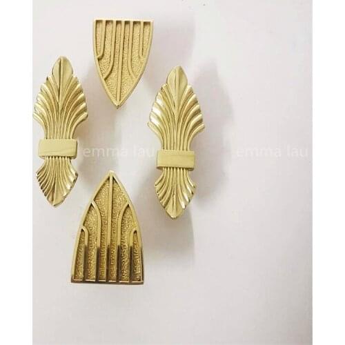 Shield Shape Furniture Cabinet Door Handle Single Hole Drawer Knobs Cupboard Pulls Gold Kitchen Cabinet Handles