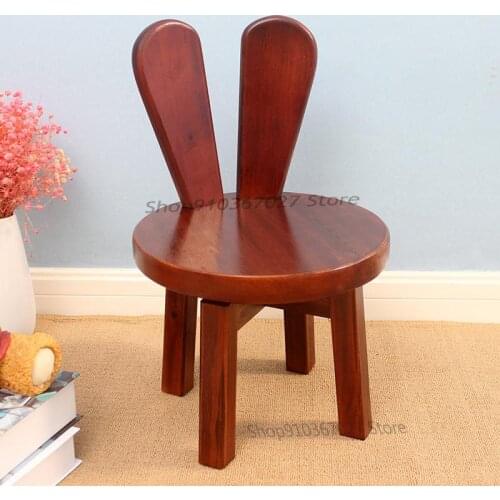 Simple Living Room Solid Wood Stool Backrest Home Childrens Stool Fashion Creative Baby Chair Small Stool