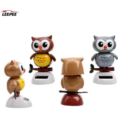 Dancing Shaking Head Car Ornament Swing Doll Car Styling Cute Owl Birds Dashboard Decoration Auto Accessories Solar Powered