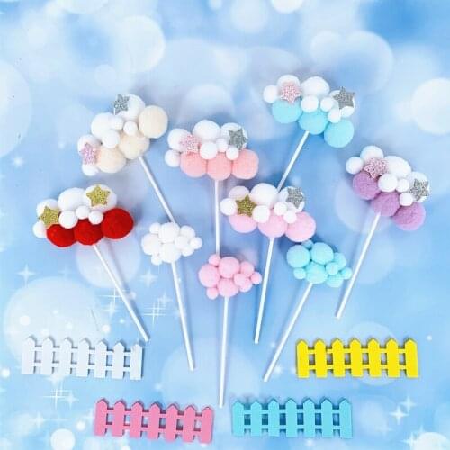 2pcs/set Star Cloud Ball Cake Topper for Baby Shower Baking Dessert Birthday Decoration Anniversary Supplies Kid Sweet Gifts