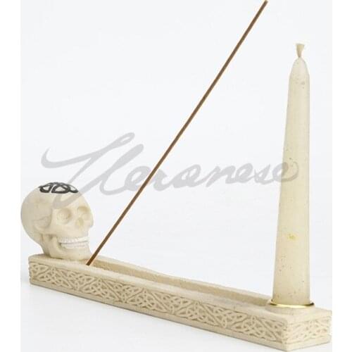 CREATIVE SKULL HEADS ART SCULPTURE FIGURE CANDLEHOLDER INCENSE SEAT STATUE RESIN CRAFT INTERIOR SHOWPIECE HOME DECORATION R5127