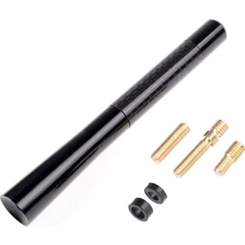 Universal 5 Inch 120mm Black Antenna Carbon Fiber Printer Short-on Car Radio AM/FM Aerial + Adapter