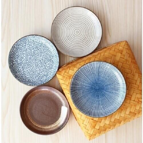 1pc Japanese Traditional Ceramic Dinner Plate Porcelain Dishes Sushi Plate Rice Noodl Japanese ceramic plates 6 inch 8 inch