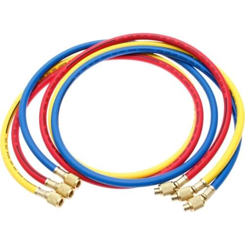 Yetaha 3Pcs 1.5m AC Charging Hoses 1/4" SAE 600 PSI For R134A R12 R22 R502 Air-Conditioning Refrigerant Charge Hose