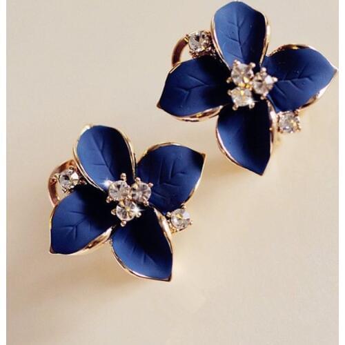 1 Pair New Fashion Big White Camellia Flower Earrings For Women Jewelry Elegant Gift Crystal Ear Studs Jewelry Nice Gift