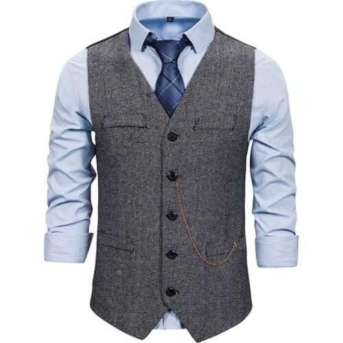 New Mens Sleeveless Single-breasted Suit Vest Wedding Mens Vest Slim Dress Vest