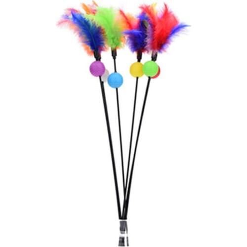 1PC Feather Toys Kitten Funny Colorful Rod Cat Wand Toys Plastic Pet Cat Toys Interactive Stick Pet Cat Supplies