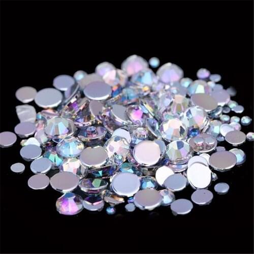 2-8MM DIY Bling Clear AB Color Round Shape Acrylic Rhinestones Flatback Acrylic Stones no Glue for Hand Craft Arts Decoration