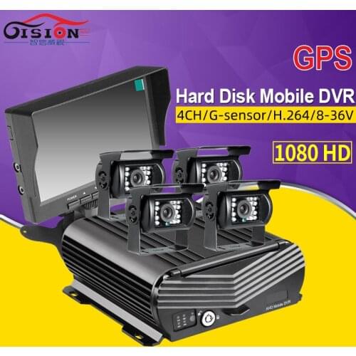 4CH HDD Hard disk GPS Mobile dvr +4PCS 2.0MP Waterproof Metal Back Rear View Parking Camera+VGA 7Inch Car Monitor