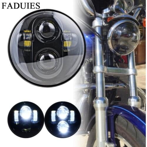 5-3/4" Black LED Projector Headlight For Harley Motorcycle Headlight 5.75" LED Motorcycle Headlamp