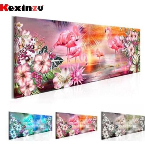 KEXINZU Diy 5d Diamond Painting "flower flamingo" Cross Stitch Square Round Diamond Embroidery Handwork Rhinestone Art C9527