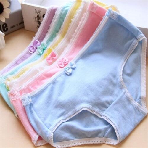 Free Shipping 5pcs/lot New Small Fresh Candy-colored Bow Cute Cotton Underwear Shorts Cotton Panties Girl Briefs Wholesale 0122