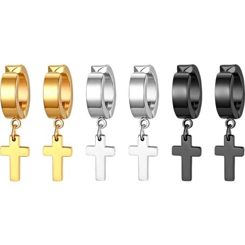 BONISKISS Non-Piercing Clip On Hoop Earrings Stainless Steel Mens Womens No Pierced Hinged Huggie Earrings Accessories