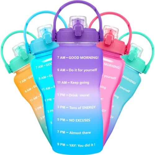 BuildLife 2L 3.8L Tritan Gallon Water Bottle Flip-Flop Motivational BPA Free Sports Fitness Jugs Outdoor Gym Mobile Holder Tour