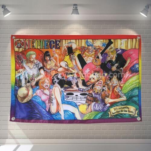"One Piece" Anime Movie Banners Hanging Flag Poster Wall Sticker Cafe Restaurant locomotive club Live Background Decoration