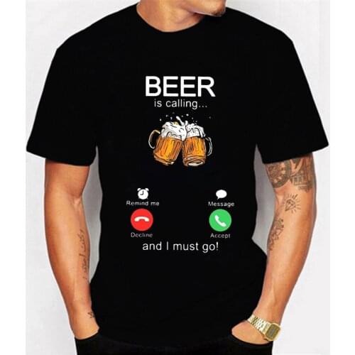Beer Is Calling and I Must Go Phone Calling Screen Beer T Shirt Beer Day T Shirt Funny T Shirt Custom Tees Summer Brand Teeshirt