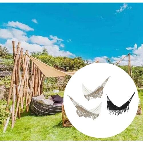 Brazilian Macrame Fringe Hammock Double Comfortable Swing net for Travel Home beach Patio Yard Wedding