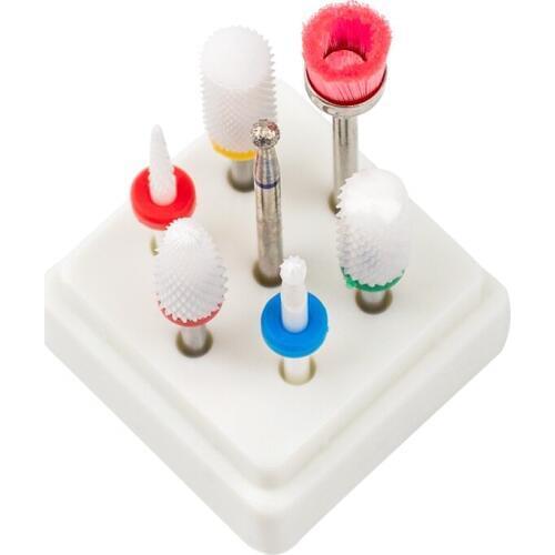 7PCS/Set Ceramic Nail Drill Bits Grinding Remove UV Gel Acrylic Box Milling Cutter Mixed Sizes Electric Nail Files Nail Art Tool