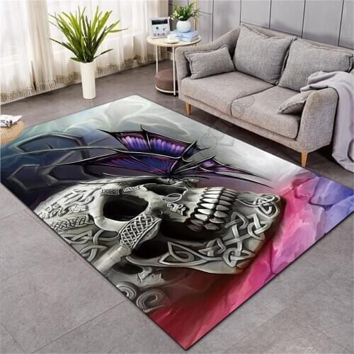 Skull carpet Square Anti-Skid Area Floor Mat 3D Rug Non-slip Mat Dining Room Living Room Soft Bedroom Carpet style-02