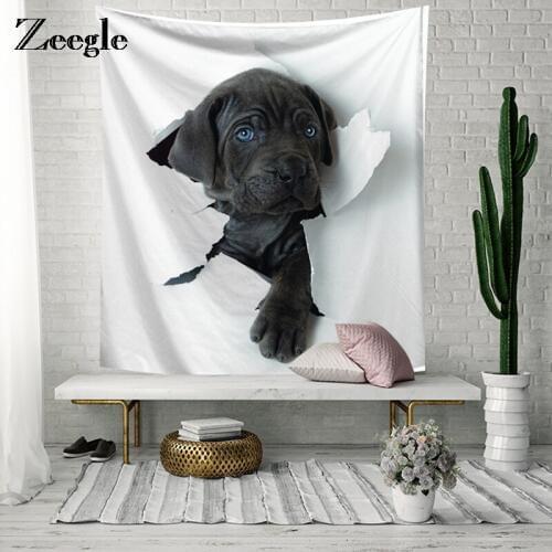 Zeegle Creative 3D Dogs Wall Art Tapestry Home Decorative Sofa Chair Cover Fashion Beach Towel Table Cloth