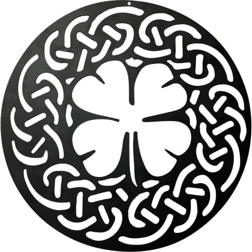 Nordic Style Iron Art 4-leaf Grass Shape Wall Hanging Decoration Creative Metal Round Wall Shelf Decor For Bedroom Living Room