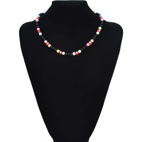 Fashionable Bohemian Flower Heart Colored Resin Rice Bead Necklace Y2K Fashion Girl Summer Beach Party Sexy Jewelry Necklace