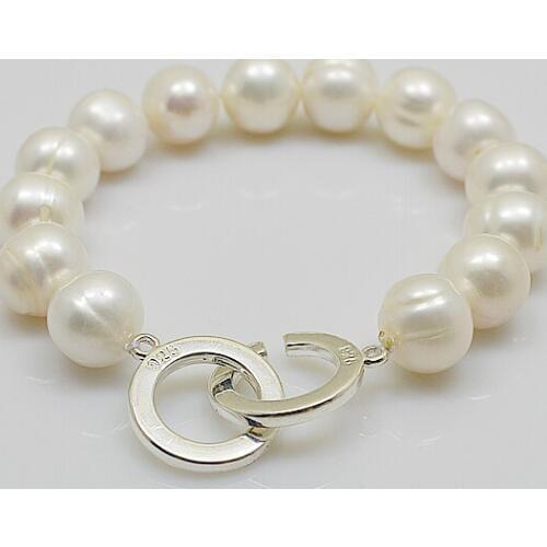 Genuine Pearl Bracelet Huge White Pearl Jewelry AA 12-15MM Big Size Real Pearl Silvers Clasp Perfect Women Gift Jewellery