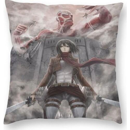 Attack On Titan Ackerman Eren Yeager Cushion Cover 40x40 Home Decor Shingeki No Kyojin AOT SNK Throw Pillow Case for Living Room