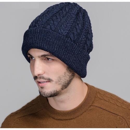 New fashion Mens winter wool thick middle-aged hat head ear protection knitting warm hat cashmere man hat