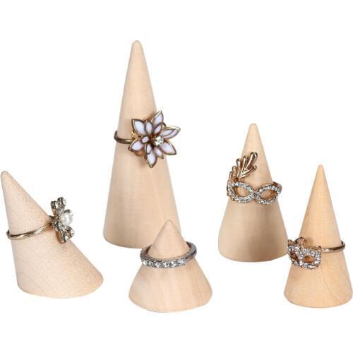 New Wood Ring Display Finger Cone Fingertip Rings Holder Stand Storage Jewelry Organizer Useful Jewelry Accessories