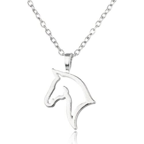 Fashion Cute Animal Horse Pendant Necklace for Women Dainty Silver Color Chain Clothing Costume Jewelry Accessories Wholesale