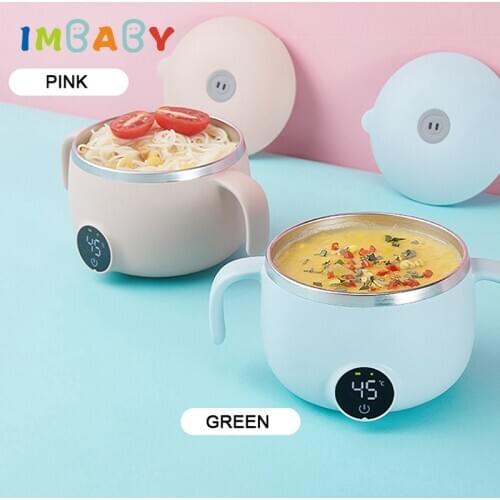 IMBABY Safe Food Grade PP Material Baby Food Supplement Bowl Smart Temperature Waterproof Infant Bowl Heating Non-Slip Tableware