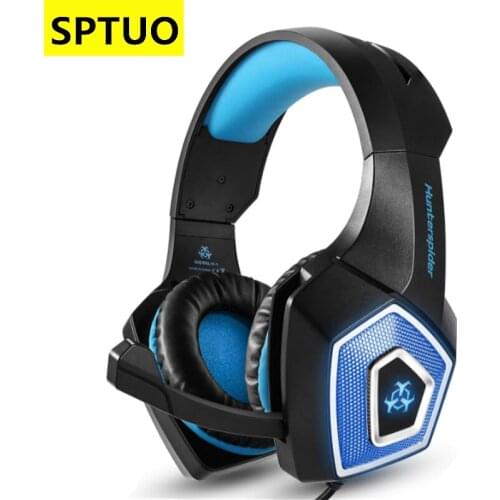 SPTUO Professional Gaming Headset Wired RGB Light HD Microphone & Surround Sound Headphone for PS4 PC Game 3.5MM