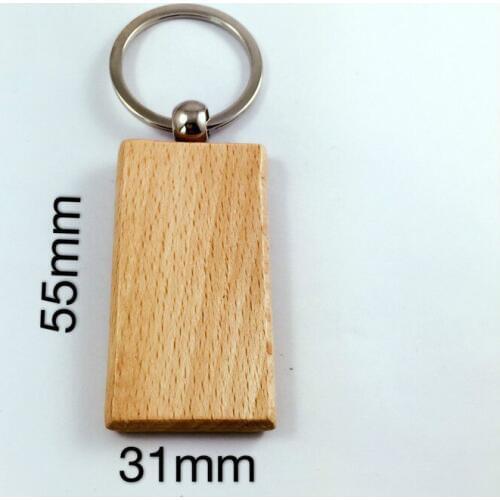 Blank rectangular wooden key chain DIY wooden key chain key label engraved DIY gift WY606