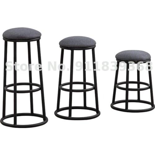 Modern Ktv Bar Chair Iron Bar High Footed Stool Milk Tea Shop Counter Front Desk Stall Round Stool Mobile Phone Shop Stool