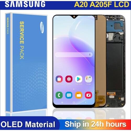 Super AMOLED 6.4'' A20 LCD For SAMSUNG Galaxy For Samsung A20 A205 A205F SM-A205F Display Touch Screen Digitizer Replacement