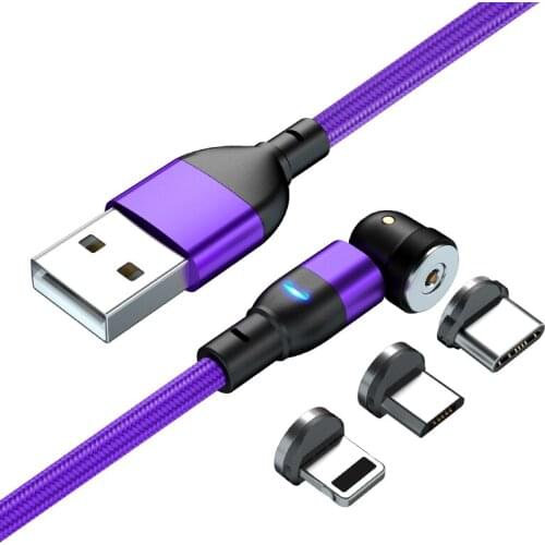 Moon Shape LED indicator phone cable 3 in 1 connectors magnetic usb cables for HUAWEI XIAOMI VIVO IPHONE cell phones accessories