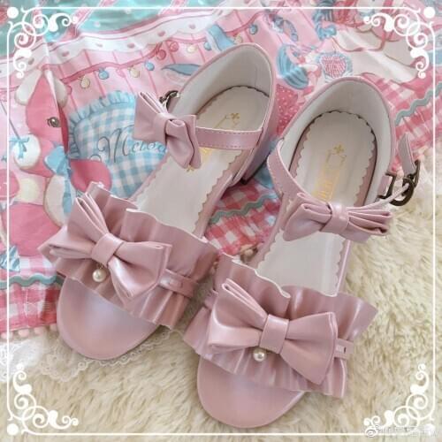 Summer princess sweet lolita shoes cute student daily bowknot leather shoes round head flat heel women shoes cosplay loli