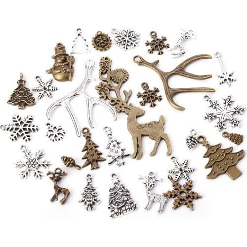 Vintage alloy mixed Christmas DIY accessories cross border popular snowflake pendant necklace pendant