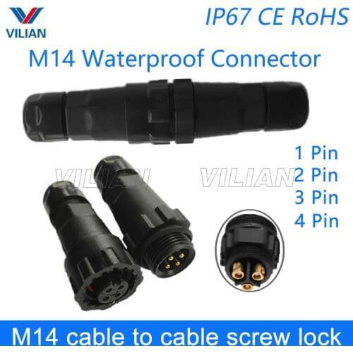 M14 waterproof Electrical wire Connector male female plug IP67 led outdoor display socket cable to cable 1 unit