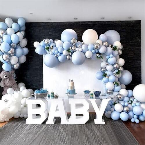 325pcs Blue Silver Macaron Metal Balloon Garland Arch Event Party Foil Balons Weding Baby Shower Birthday Party Decor Kids Adult
