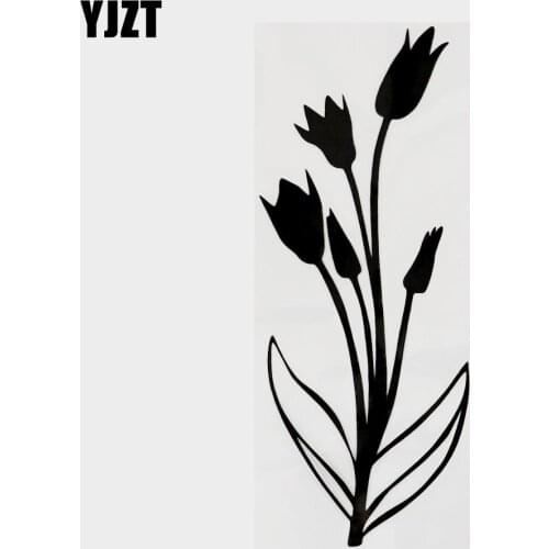 YJZT 6CM×15.7CM Creative Cattail Aquatic Plants Vinyl Car Sticker Decal Black/Silver 18B-0196