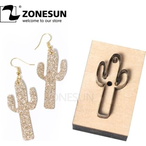 ZONESUN DIY Cutter Leather Earring Cutting Die Cactus Leather Decoration Earring Template Punching Machine Clicker Knives Mold