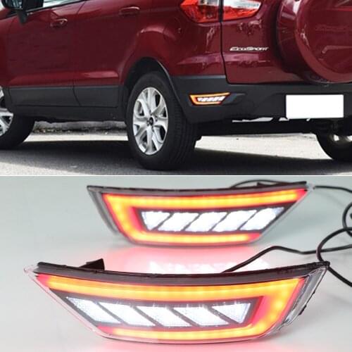 2PCS Car LED Rear Bumper Light Fog Lamp Brake Warning Light Reflector Lamp For Ford Ecosport 2013 2014 2015 2016 2017 2018 2019