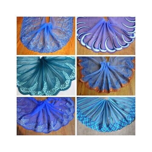 1 Meter Blue Series Handmade DIY Clothing Accessories Wedding Floral Embroidery Lace Fabrics Curtains Sofa Sewing Lace Trim