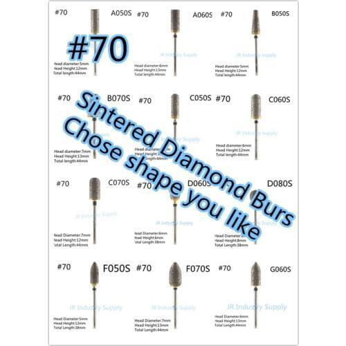 10pcs 2.35mm shank #70 Sintered diamond burs Please remark the number when you order