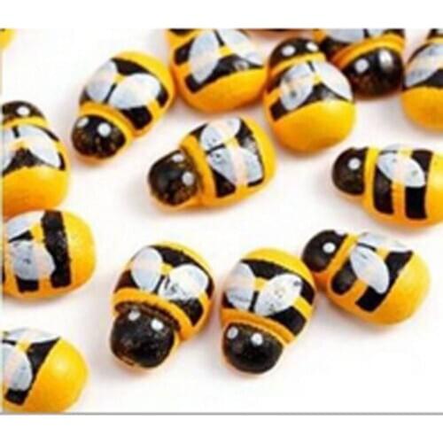 100pcs 3D Wooden Animal mini Bee Stickers Fridge Wall Decoration Scrapbooking