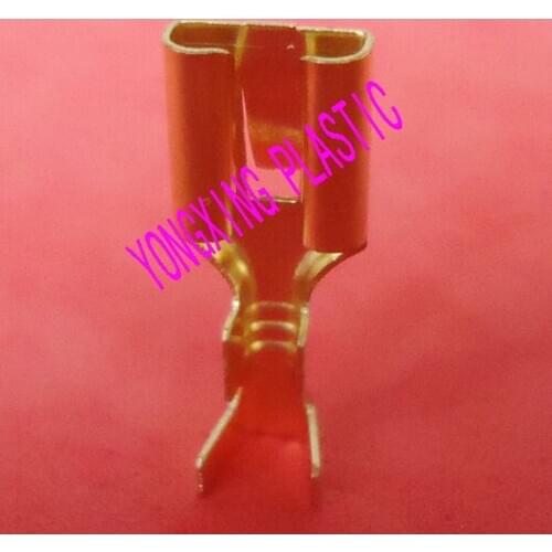 100piece/lot motorcycle termial yellow brass color 6.3 female insulated terminal block
