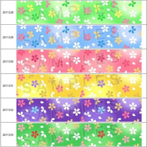 10yds Hot sale Flowers Japanese Sakura Flowers Printed Grosgrain Ribbon