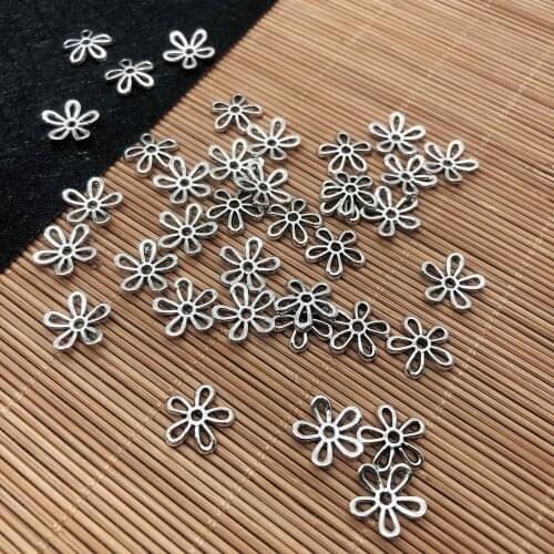 50Pcs Bead End Caps Findings Five Flower Silver Color 11x11x2mm, Handmade DIY Headwear Accessories, Bead Caps for Jewelry Making